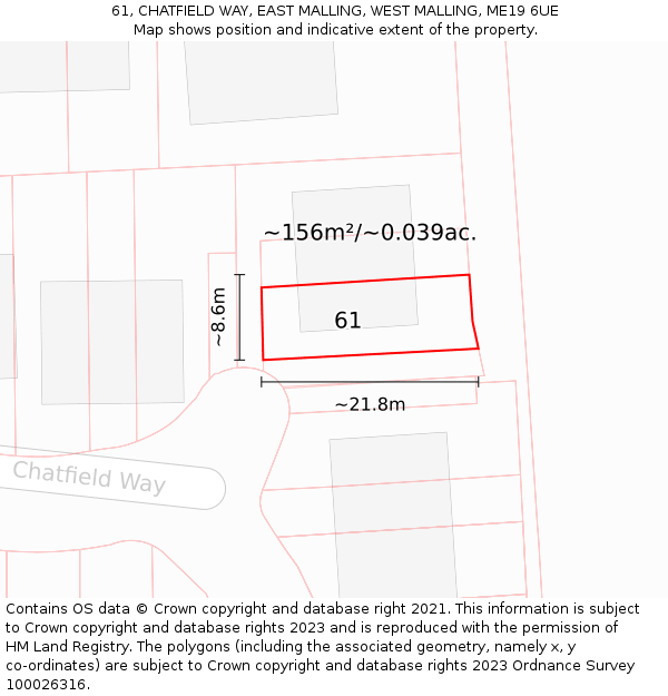 61, CHATFIELD WAY, EAST MALLING, WEST MALLING, ME19 6UE: Plot and title map