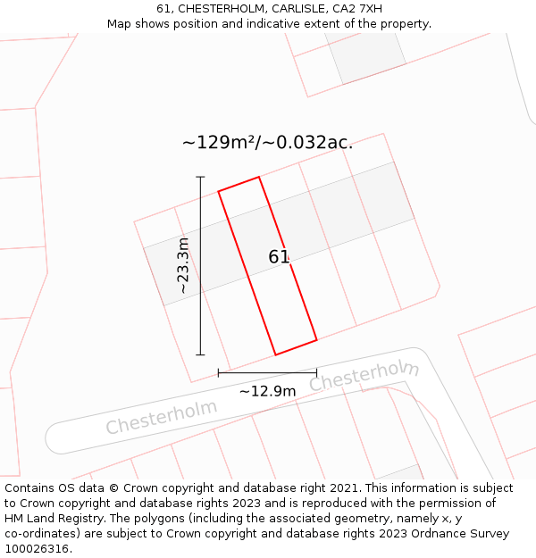 61, CHESTERHOLM, CARLISLE, CA2 7XH: Plot and title map