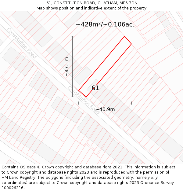 61, CONSTITUTION ROAD, CHATHAM, ME5 7DN: Plot and title map