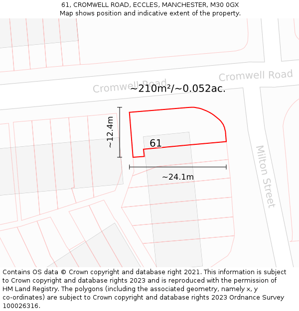 61, CROMWELL ROAD, ECCLES, MANCHESTER, M30 0GX: Plot and title map