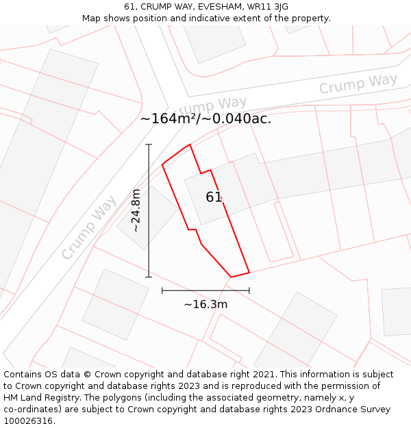 61, CRUMP WAY, EVESHAM, WR11 3JG: Plot and title map