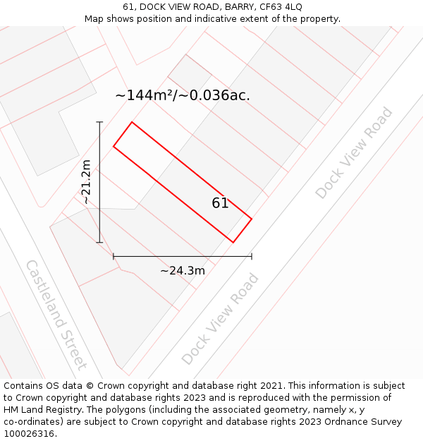 61, DOCK VIEW ROAD, BARRY, CF63 4LQ: Plot and title map