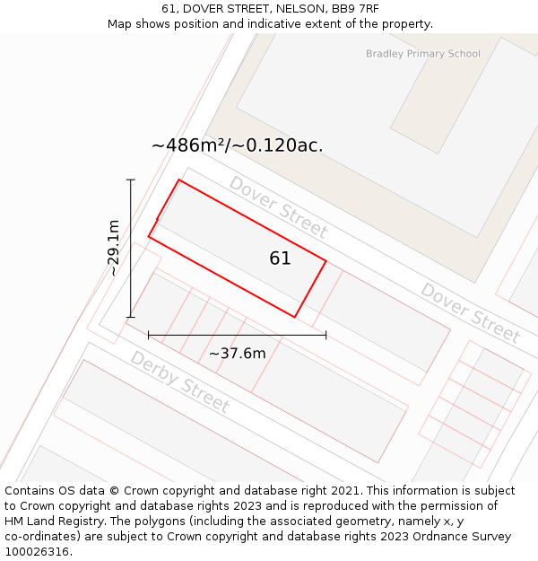 61, DOVER STREET, NELSON, BB9 7RF: Plot and title map