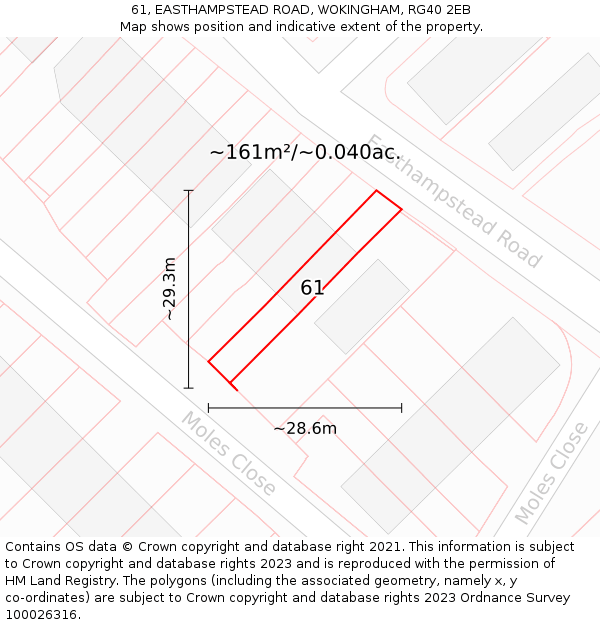61, EASTHAMPSTEAD ROAD, WOKINGHAM, RG40 2EB: Plot and title map