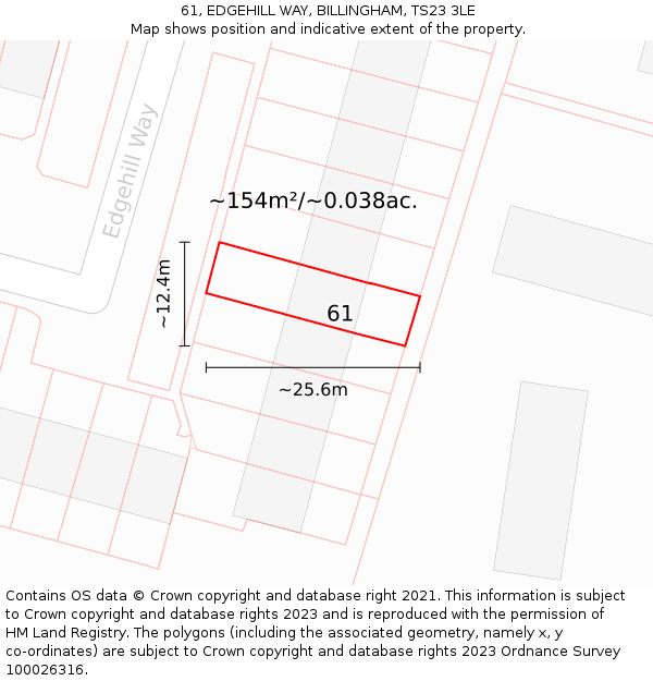 61, EDGEHILL WAY, BILLINGHAM, TS23 3LE: Plot and title map