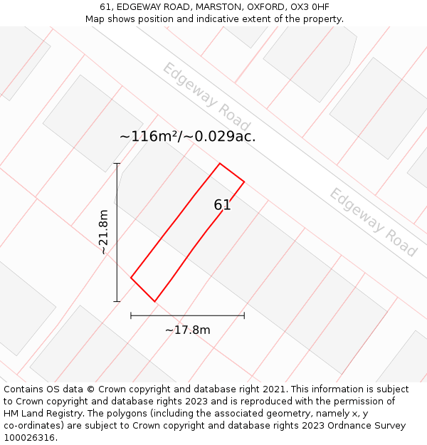 61, EDGEWAY ROAD, MARSTON, OXFORD, OX3 0HF: Plot and title map