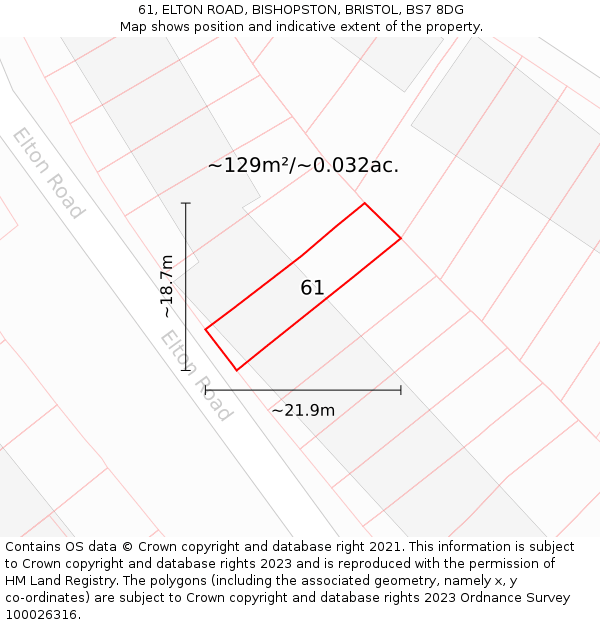 61, ELTON ROAD, BISHOPSTON, BRISTOL, BS7 8DG: Plot and title map