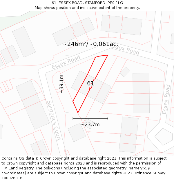 61, ESSEX ROAD, STAMFORD, PE9 1LG: Plot and title map