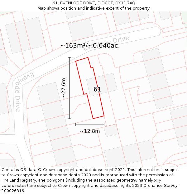 61, EVENLODE DRIVE, DIDCOT, OX11 7XQ: Plot and title map