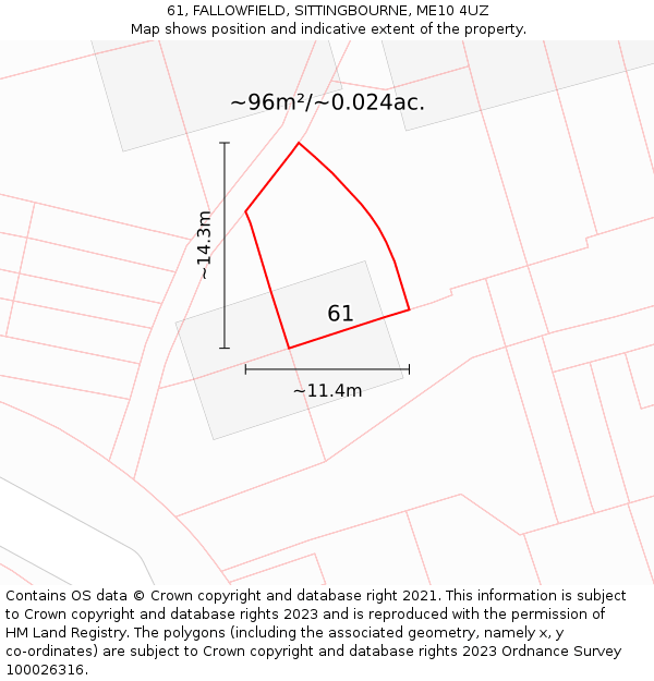 61, FALLOWFIELD, SITTINGBOURNE, ME10 4UZ: Plot and title map