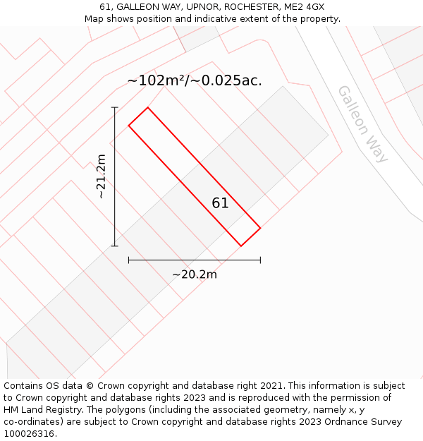 61, GALLEON WAY, UPNOR, ROCHESTER, ME2 4GX: Plot and title map