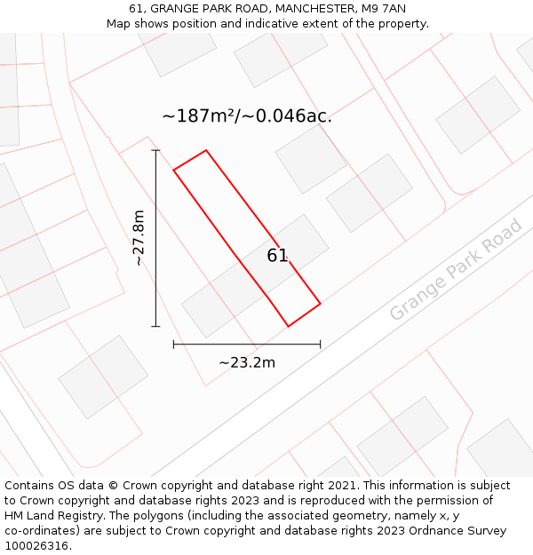 61, GRANGE PARK ROAD, MANCHESTER, M9 7AN: Plot and title map