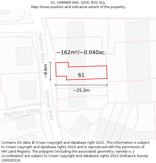 61, HARRIER WAY, DISS, IP22 4UL: Plot and title map