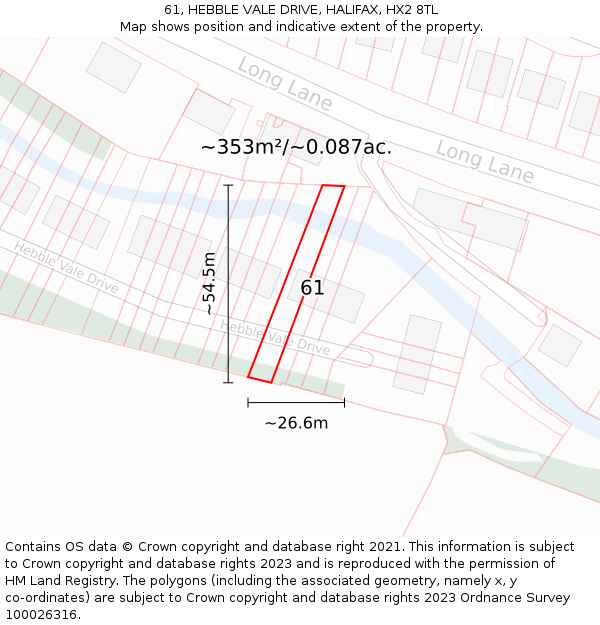 61, HEBBLE VALE DRIVE, HALIFAX, HX2 8TL: Plot and title map