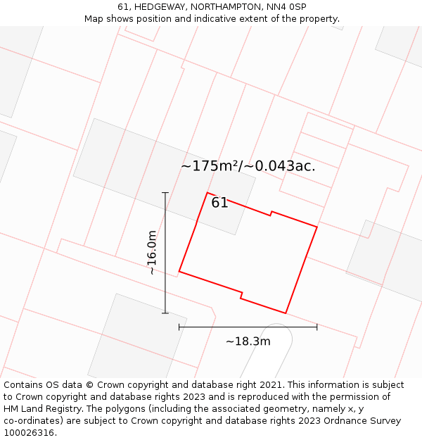 61, HEDGEWAY, NORTHAMPTON, NN4 0SP: Plot and title map