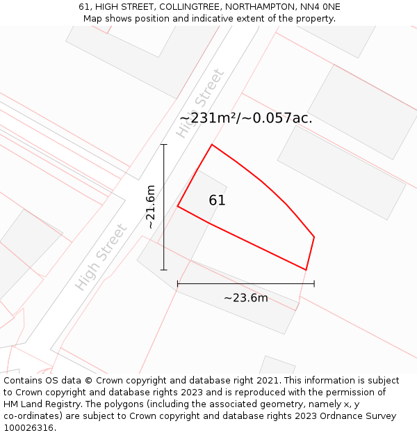 61, HIGH STREET, COLLINGTREE, NORTHAMPTON, NN4 0NE: Plot and title map