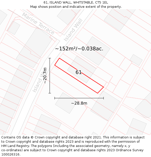 61, ISLAND WALL, WHITSTABLE, CT5 1EL: Plot and title map