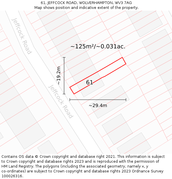 61, JEFFCOCK ROAD, WOLVERHAMPTON, WV3 7AG: Plot and title map