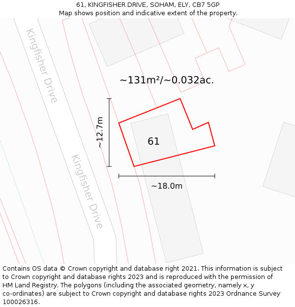 61, KINGFISHER DRIVE, SOHAM, ELY, CB7 5GP: Plot and title map