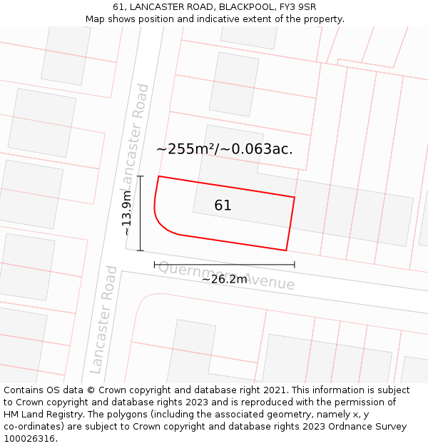 61, LANCASTER ROAD, BLACKPOOL, FY3 9SR: Plot and title map