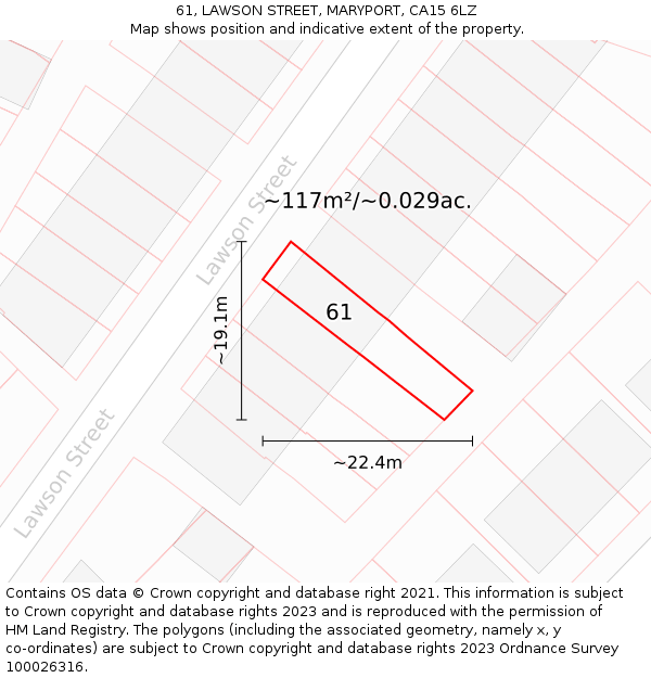 61, LAWSON STREET, MARYPORT, CA15 6LZ: Plot and title map