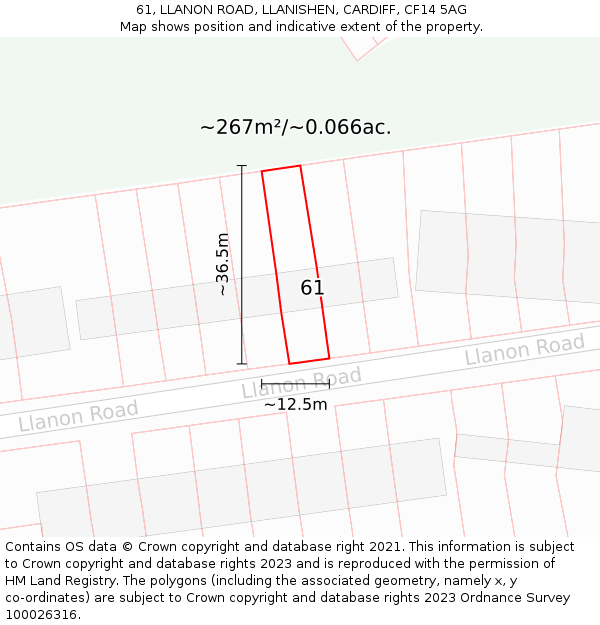 61, LLANON ROAD, LLANISHEN, CARDIFF, CF14 5AG: Plot and title map