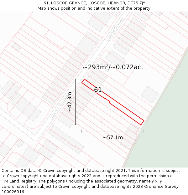 61, LOSCOE GRANGE, LOSCOE, HEANOR, DE75 7JY: Plot and title map