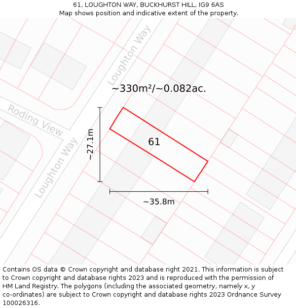 61, LOUGHTON WAY, BUCKHURST HILL, IG9 6AS: Plot and title map