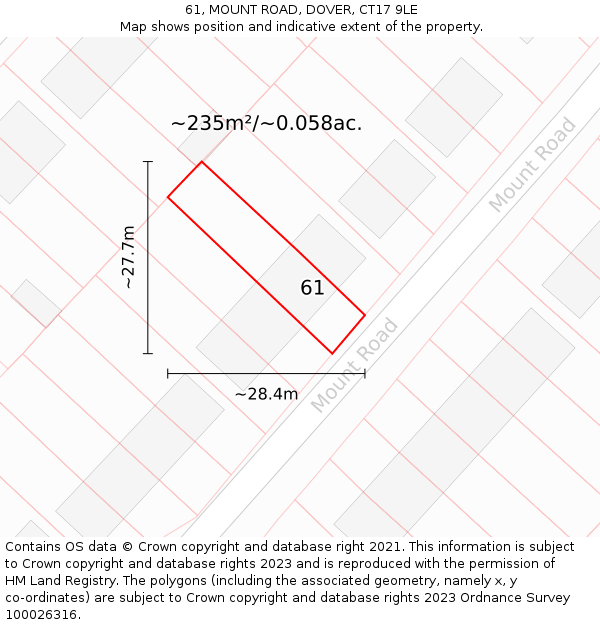61, MOUNT ROAD, DOVER, CT17 9LE: Plot and title map