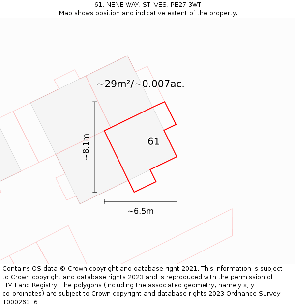 61, NENE WAY, ST IVES, PE27 3WT: Plot and title map