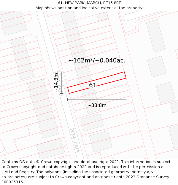 61, NEW PARK, MARCH, PE15 8RT: Plot and title map