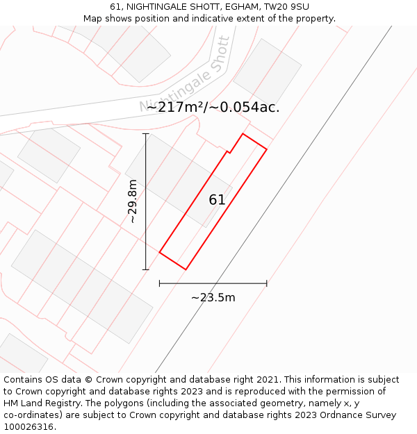 61, NIGHTINGALE SHOTT, EGHAM, TW20 9SU: Plot and title map