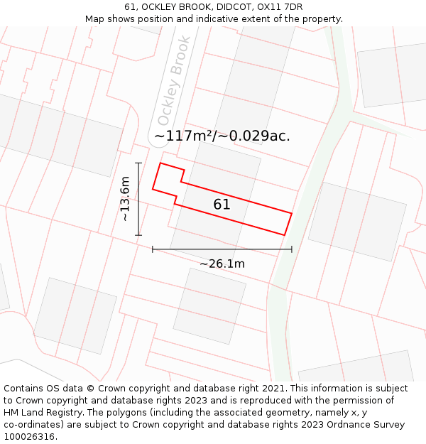 61, OCKLEY BROOK, DIDCOT, OX11 7DR: Plot and title map