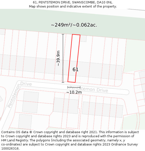 61, PENTSTEMON DRIVE, SWANSCOMBE, DA10 0NL: Plot and title map