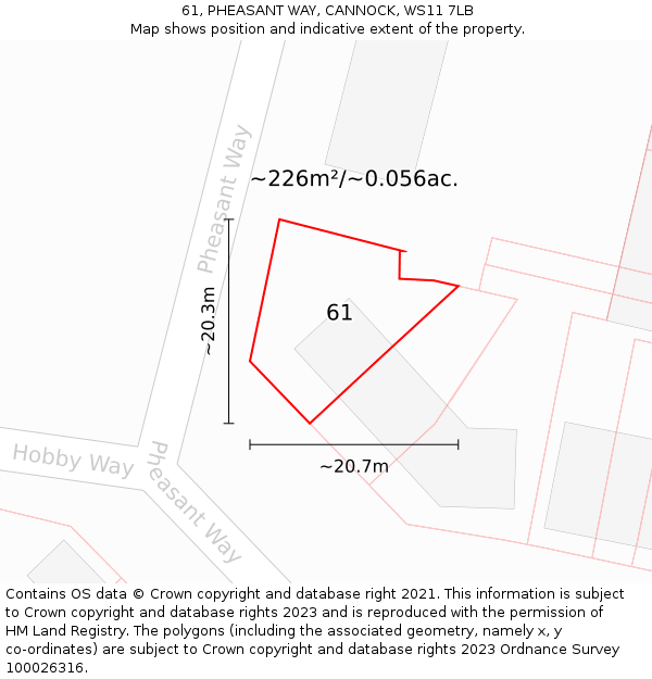61, PHEASANT WAY, CANNOCK, WS11 7LB: Plot and title map