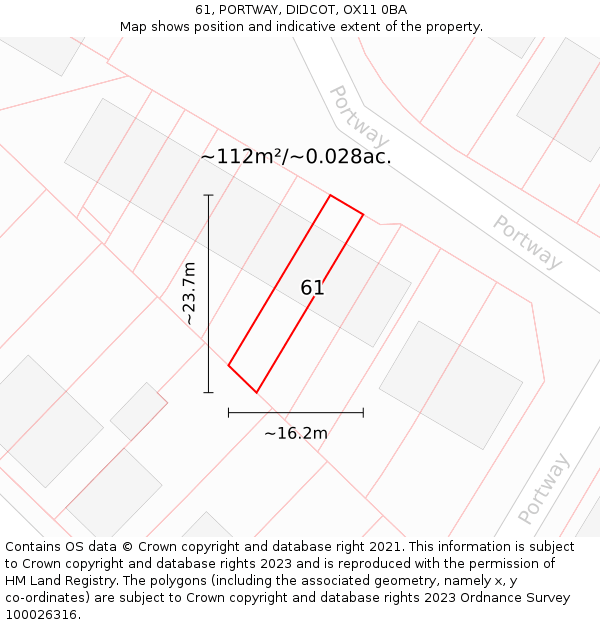 61, PORTWAY, DIDCOT, OX11 0BA: Plot and title map