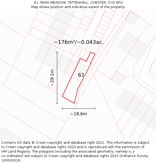 61, REAN MEADOW, TATTENHALL, CHESTER, CH3 9PU: Plot and title map