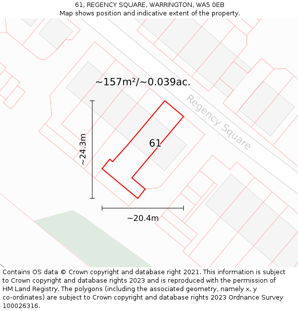 61, REGENCY SQUARE, WARRINGTON, WA5 0EB: Plot and title map