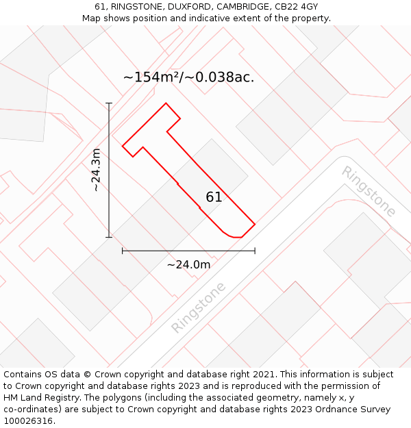 61, RINGSTONE, DUXFORD, CAMBRIDGE, CB22 4GY: Plot and title map
