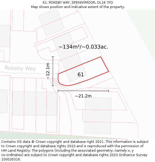 61, ROKEBY WAY, SPENNYMOOR, DL16 7FD: Plot and title map