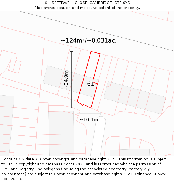 61, SPEEDWELL CLOSE, CAMBRIDGE, CB1 9YS: Plot and title map