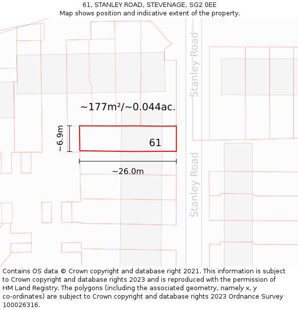 61, STANLEY ROAD, STEVENAGE, SG2 0EE: Plot and title map