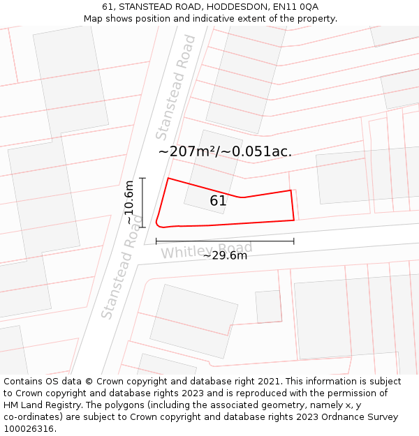 61, STANSTEAD ROAD, HODDESDON, EN11 0QA: Plot and title map