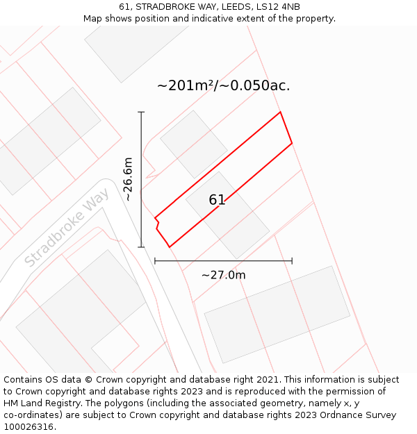 61, STRADBROKE WAY, LEEDS, LS12 4NB: Plot and title map