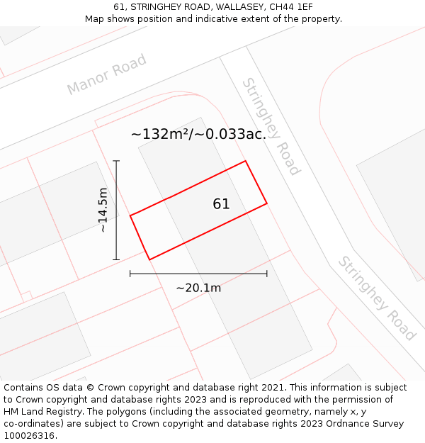 61, STRINGHEY ROAD, WALLASEY, CH44 1EF: Plot and title map