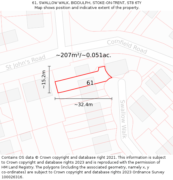 61, SWALLOW WALK, BIDDULPH, STOKE-ON-TRENT, ST8 6TY: Plot and title map