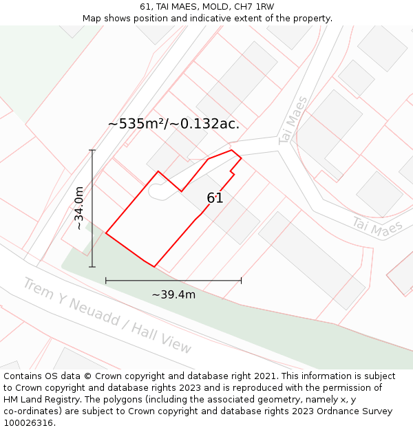 61, TAI MAES, MOLD, CH7 1RW: Plot and title map