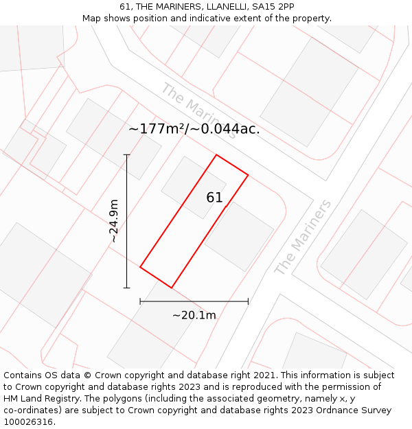 61, THE MARINERS, LLANELLI, SA15 2PP: Plot and title map