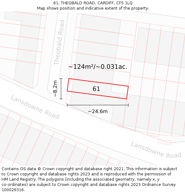 61, THEOBALD ROAD, CARDIFF, CF5 1LQ: Plot and title map