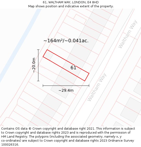 61, WALTHAM WAY, LONDON, E4 8HD: Plot and title map